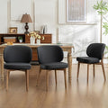 YOUNIKE Dining Chair with High Back Set of 4 Mid Century Modern Kitchen Chair Faux Leather Upholstered Armless Chair 20" Wide Padded Seat with Wooden Legs for Kitchen Dining Living Room Bedroom Black