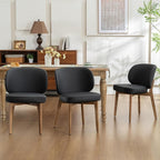 YOUNIKE Dining Chair with High Back Set of 4 Mid Century Modern Kitchen Chair Faux Leather Upholstered Armless Chair 20" Wide Padded Seat with Wooden Legs for Kitchen Dining Living Room Bedroom Black