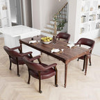 LEEMTORIG Dining Chairs with Casters and Arm, Large Rolling Dining Chairs with Wheel, Poker Table Chairs, Boss Caption's Chairs, 26"D x 25.2"W x 31.5"H, Espresso Legs & Wine Red Brown PU, XXY-1910-WR
