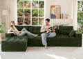 MAXYOYO 132" L Shaped Modular Sectional Sofa with Ottoman, Cloud Boneless Couch with Layered Cushion, Upholstered Sofa in a Box, Flexible Module Combination for Living Room, No Assembly, Dark Green