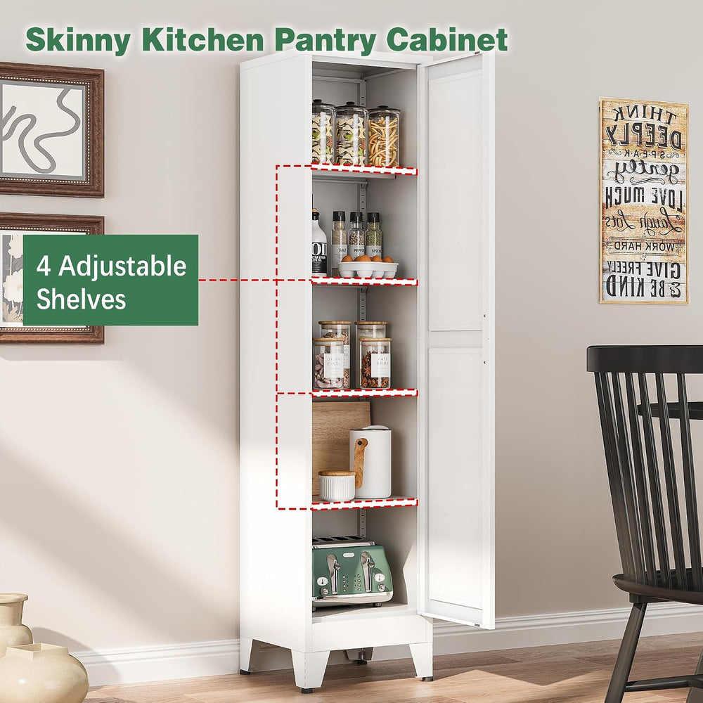 Bevivog Tall Bathroom Storage Cabinet, 67" Narrow Metal Storage Cabinets...