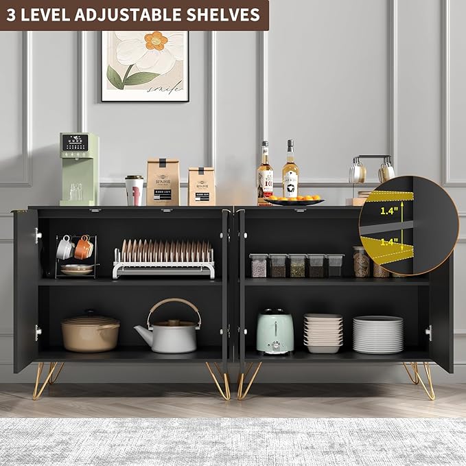 Fluted TV Stand for 60 Inch TV, Modern TV Stand, Entertainment Center w/ 2 St...