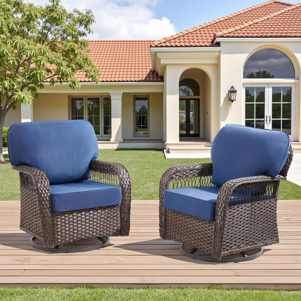 Wicker Swivel Rocker Patio Chairs, Patio Wicker Chairs Swivel Rocker Set of 2...