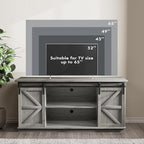 JUMMICO TV Stand for 65 Inch TV, Entertainment Center with Storage Cabinets and Sliding Barn Doors, Mid Century Modern Media TV Console Table for Living Room Bedroom (Pale Gray)