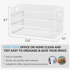 Subekyu 3 Tier Letter Tray Paper Organizer with Handle, 1 PC Sliding Tray, White Metal Mesh Desk File Folder Paper Sorter Organizer for Home Office School Desk Supplies Organization Storage