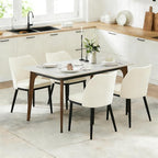 Wooden Dining Chairs Set of 4, Upholstered Kitchen Dining Room Chairs with Padded Seat and Wood Legs, Modern Fabric Side Dinner Chair for Kitchen, Dining Room, Restaurant, Cafe
