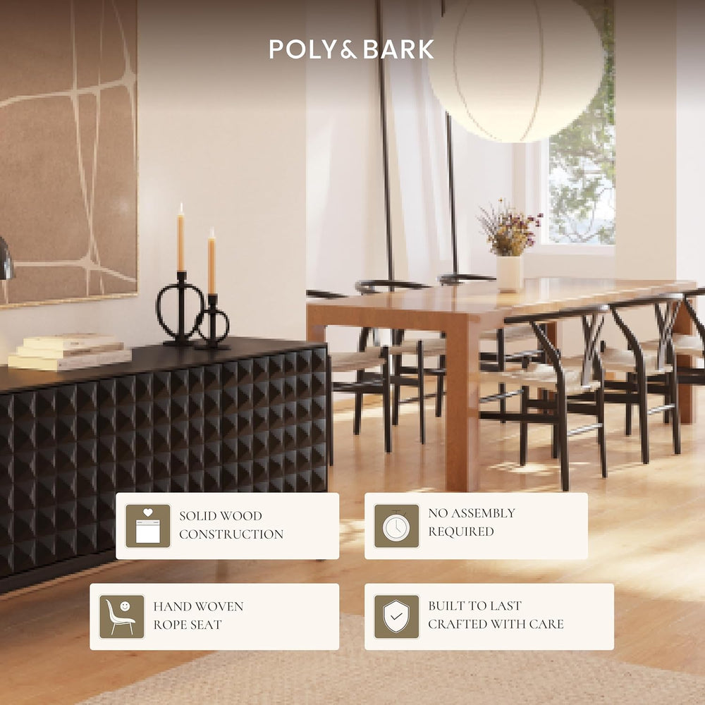 Poly & BARK Weave Dining Chairs – Mid-Century Modern Wishbone Dining Chai...