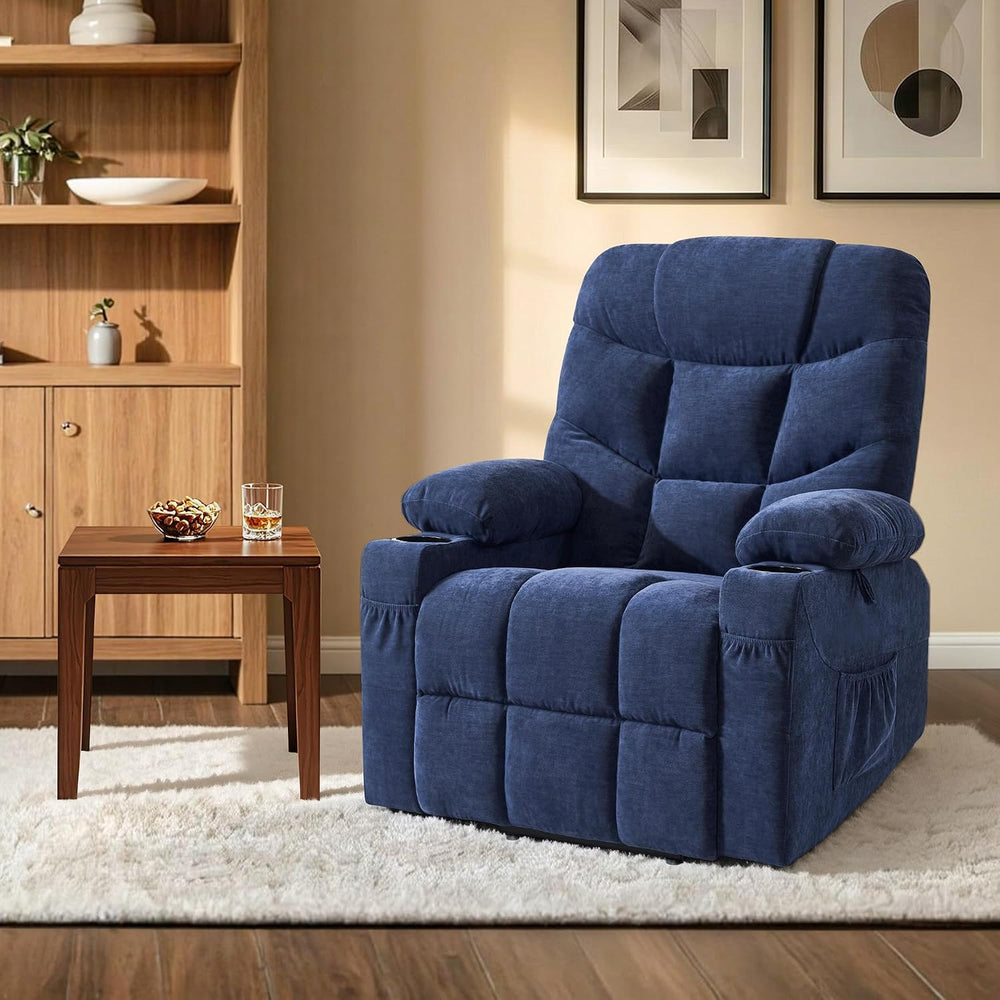 MCombo Power Lift Recliner for Elderly, Fabric 7287 (Navy Blue, Medium)