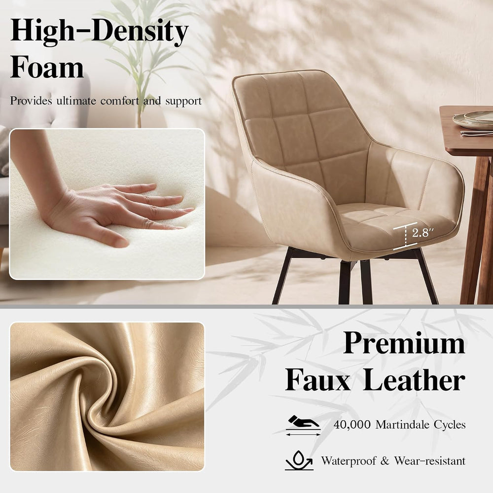 TUKAILAi Swivel Dining Chairs Set of 2, Faux Leather Dining Chairs with Arms ...
