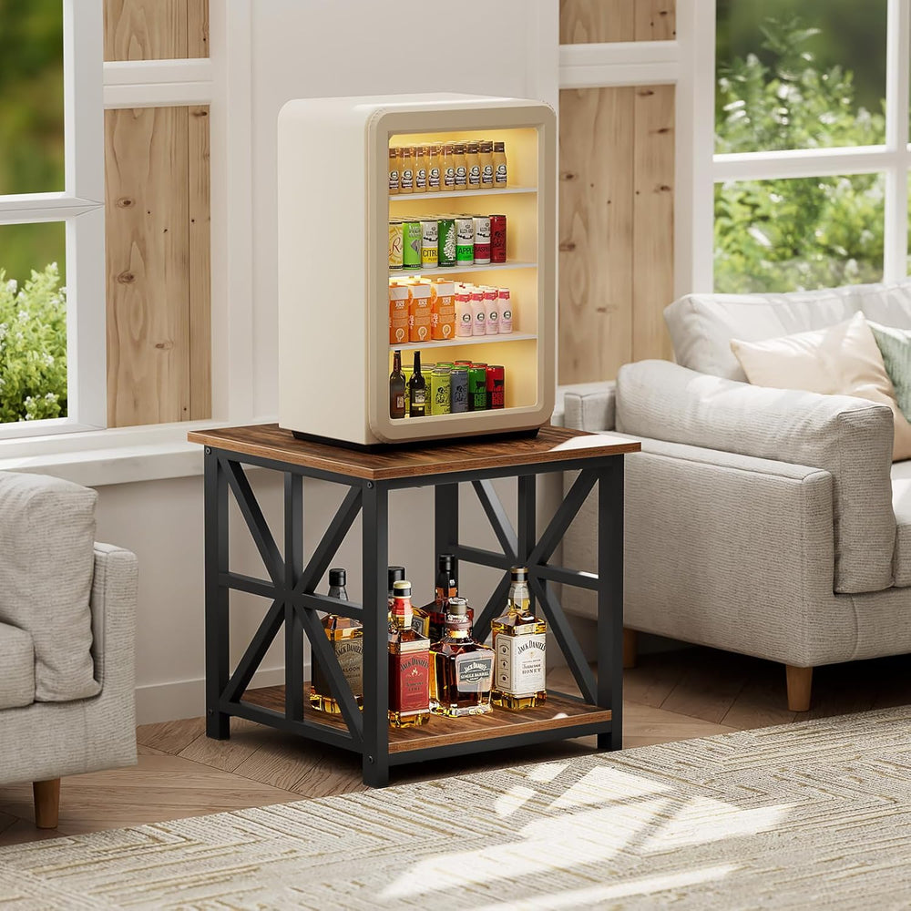 GreenForest End Table with 2-Tier Storage Shelf, 19.7 inch Side Table for Liv...
