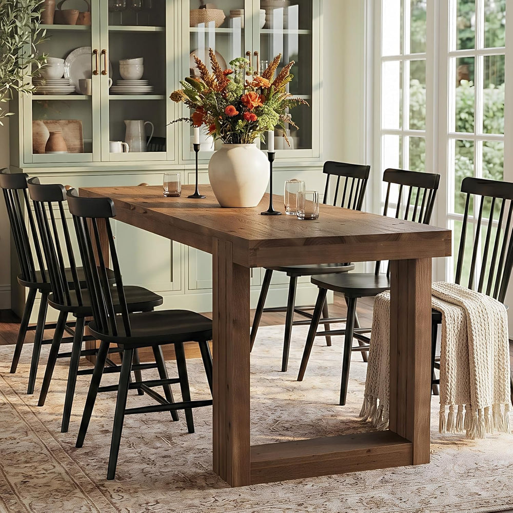 LITTLE TREE Solid Wood Dining Table, 61.8” Dining Table for 4-6 People, Recta...