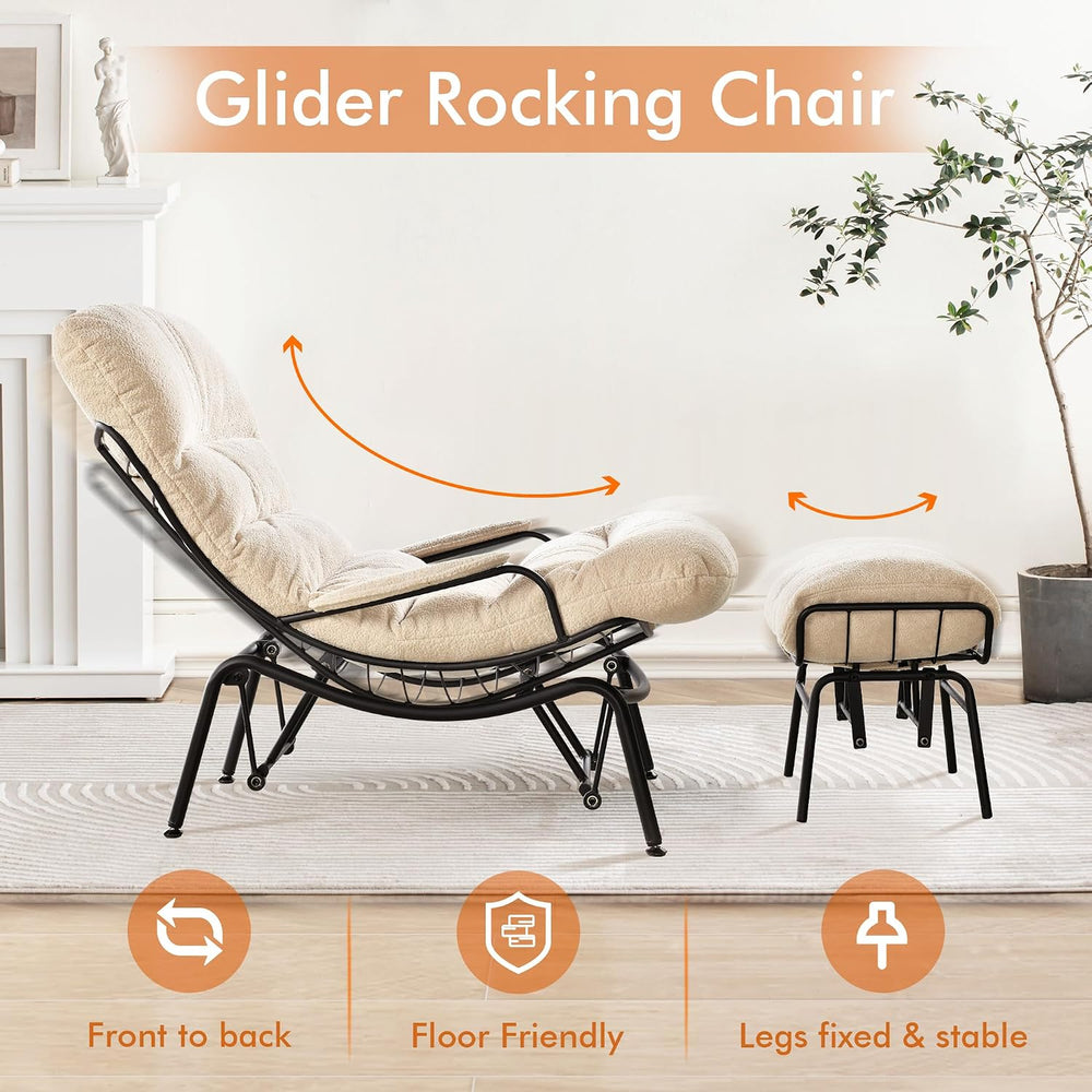 HOOOWOOO Cozy Rocking Chair,Chaise Lounge Chair Indoor,Accent Chair with Otto...
