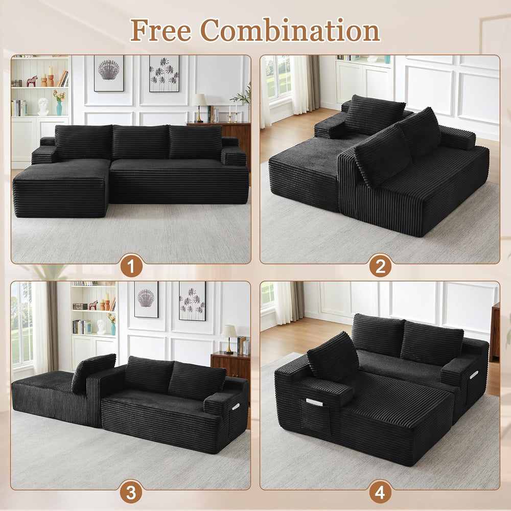 Eafurn 96" L Shaped Cloud Sectional Couch with Chaise, Deep Seat Modular...