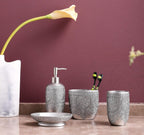 Hymmah Bathroom Accessories Set,Toothbrush Holder,Farmhouse Bathroom Decor,4 Pcs Resin Gift Set Apartment Necessities, Contain Toothbrush Cup,Soap Dispenser,Soap Dish,Tumbler