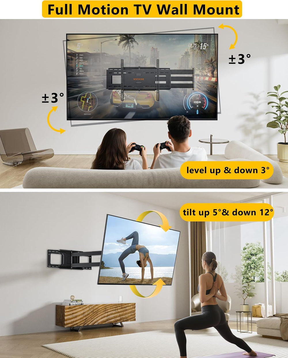 48'' Extension Extra Long Arm TV Wall Mount, Heavy Duty Full Motion T...
