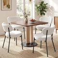 VECELO Dining Chairs Set of 4, Modern Mid Century Upholstered Kitchen Chairs with Curved Backrest and Black Metal Legs, for Kitchen, Dining Room, Living Room, White