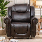 Power Recliner Chair, Leather Recliners with Home Theater Seating, Oversized Single Electric Recliner Sofa Breathable Living Room Chairs for Adults Reading Gaming, Red