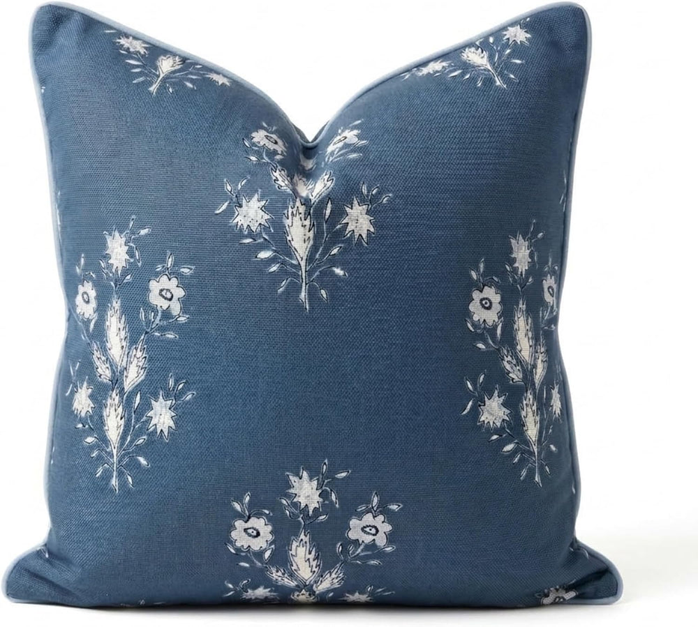 Jillien Harbor “The Norfolk” Dark Blue & White Floral Block Print Pillow ...