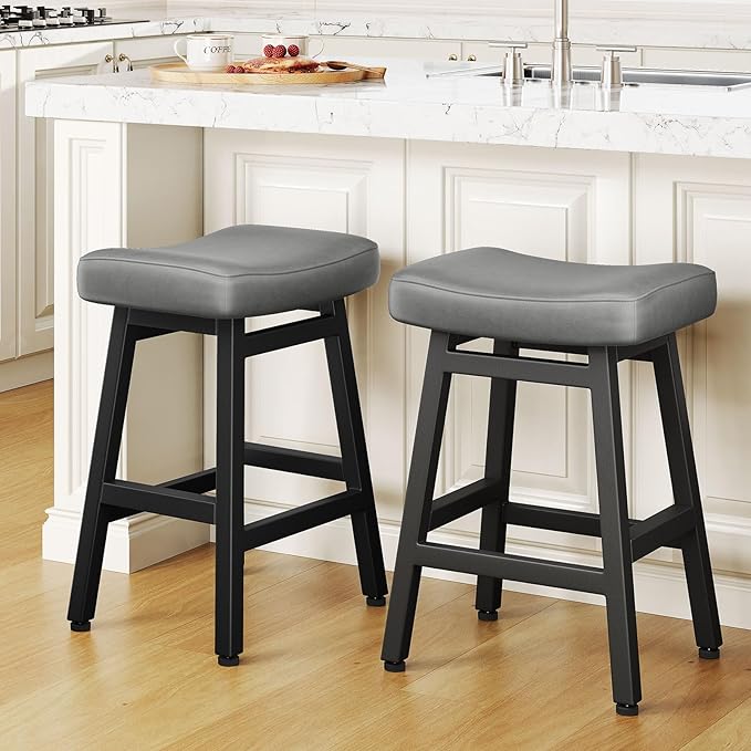 Counter Height Bar Stools Set of 2, 24 Inch Barstools for Kitchen Counter, Ki...