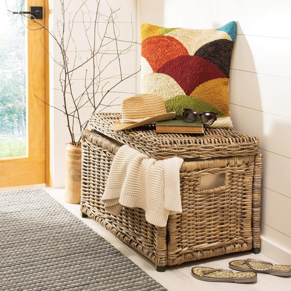 happimess Elijah 31" Wicker Storage Trunk Footlocker Chest, Natural | Ra...