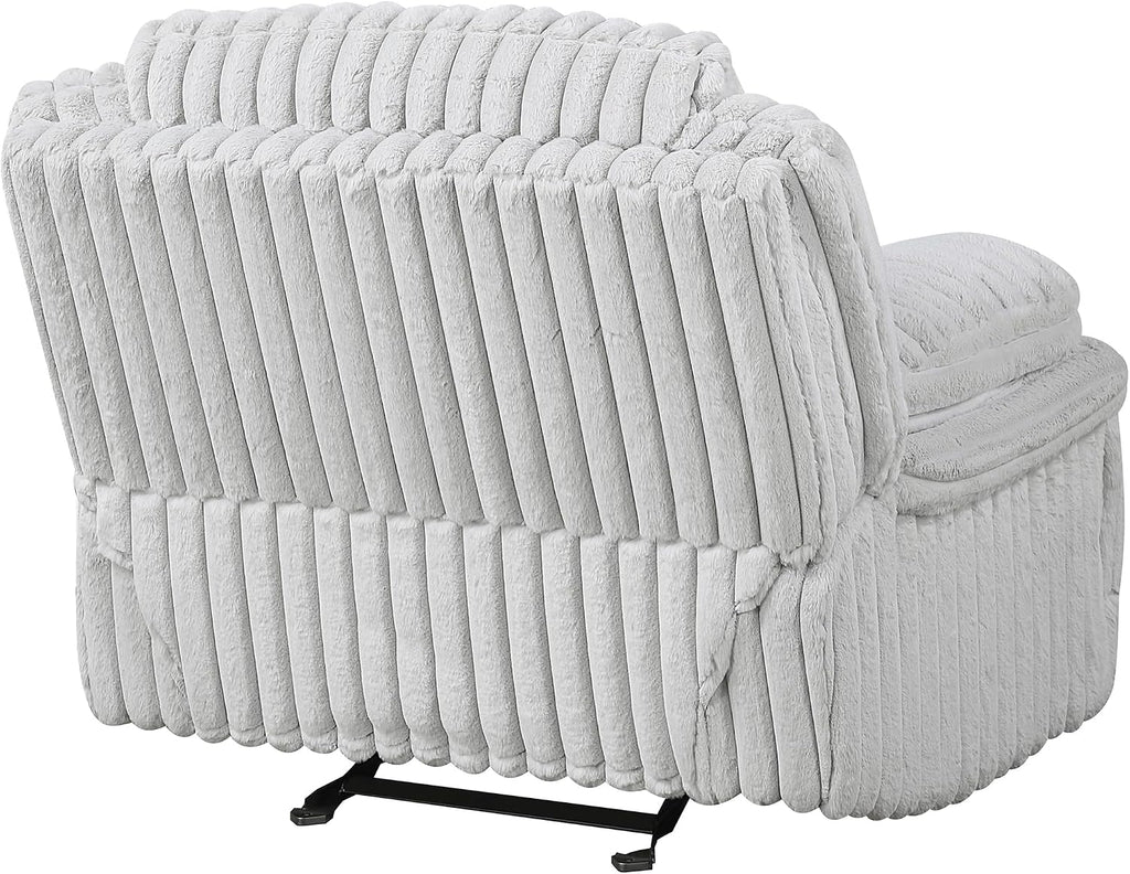 Lexicon Manual Glider Recliner Chair, Corduroy Manual Tab Pull Reclining Chair with Pillow Top Arms, Plush Cushions, Cozy Theater-Style Accent for Living Room/Bedroom, Easy Assembly, Gray