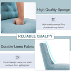 Upholstered Tufted Dining Chairs Set of 2, Fabric Side Dining Room Chairs with Nailhead Back Ring Pull Trim Solid Wood Legs, Blue