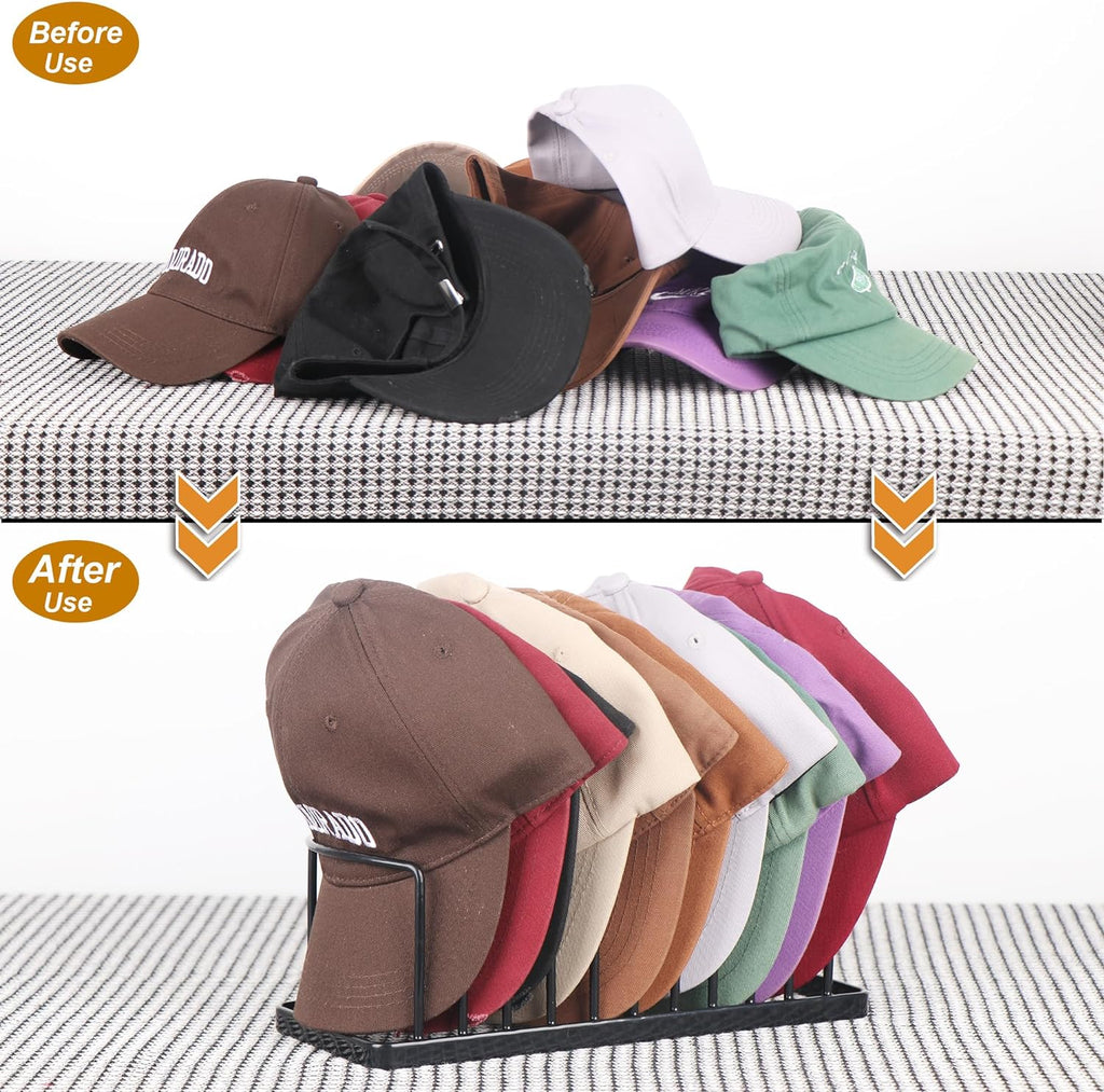 Hat Organizer for Baseball Caps - Space Saving Hat Stand Hold 20 Caps - Premium Metal Hat Rack for Baseball Caps Display & Organizer Neat and Orderly for Closet