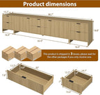 Fluted TV Stand for Living Room, Modern TV Console with 6 Drawers,Wood Entertainment Center with Storage Cabinets & Adjustable Shelves for Living Room, for TVs up to 100",Natural Oak