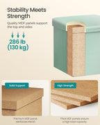 SONGMICS Folding Storage Ottoman Bench, Linen Fabric, Storage Chest, Foot Rest Stool, Holds up to 286.6 lb, 11.8 x 11.8 x 11.8 in, Bedroom Bench, Blue-Green Ombre, Minota Collection ULSF028X201