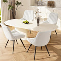 Modern Dining Chairs Set of 4,Upholstered Dining Room Chairs with Thick Cushions,Fabric Comfy Dining Chairs with Metal Legs for Dining Room White