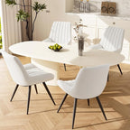 Modern Dining Chairs Set of 4,Upholstered Dining Room Chairs with Thick Cushions,Fabric Comfy Dining Chairs with Metal Legs for Dining Room White