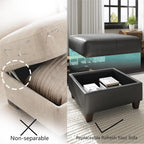 EASE MOOSE Faux Leather Sectional Couch with Storage,Black U Shaped Faux Leather Modualr Sofa Couch，with Storage