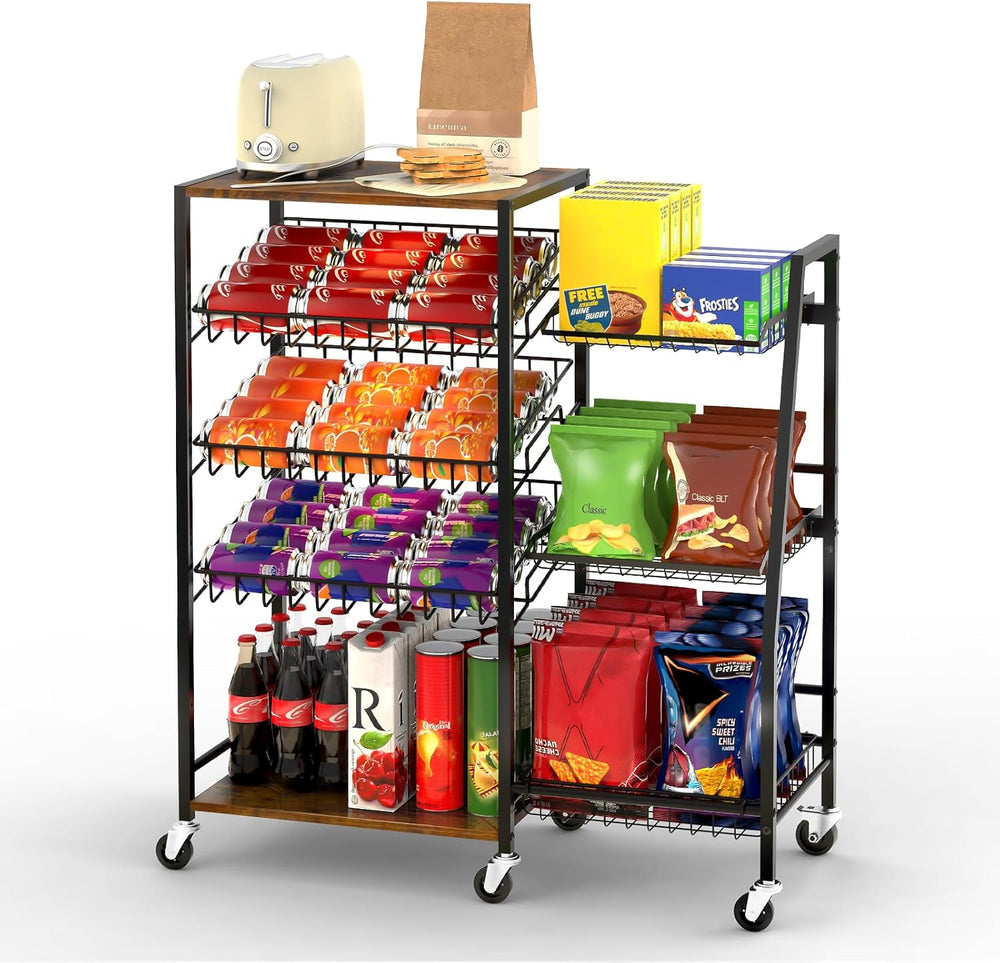 Pinzoveco 5-Tier Rolling Kitchen Storage Carts, Snack Cart with Wheels, Fruit...