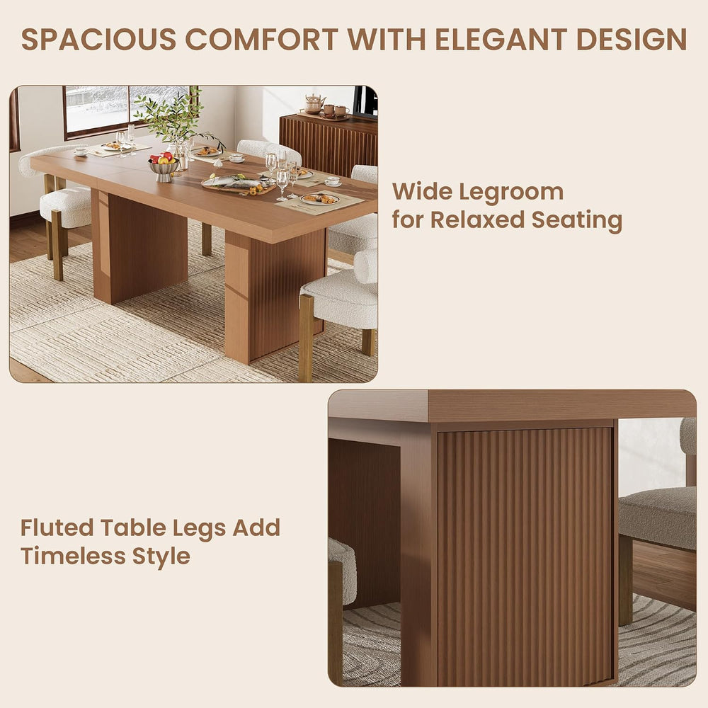 Garvee 70.8" Dining Table for 6 8 10, Modern Dining Room Table with Stor...