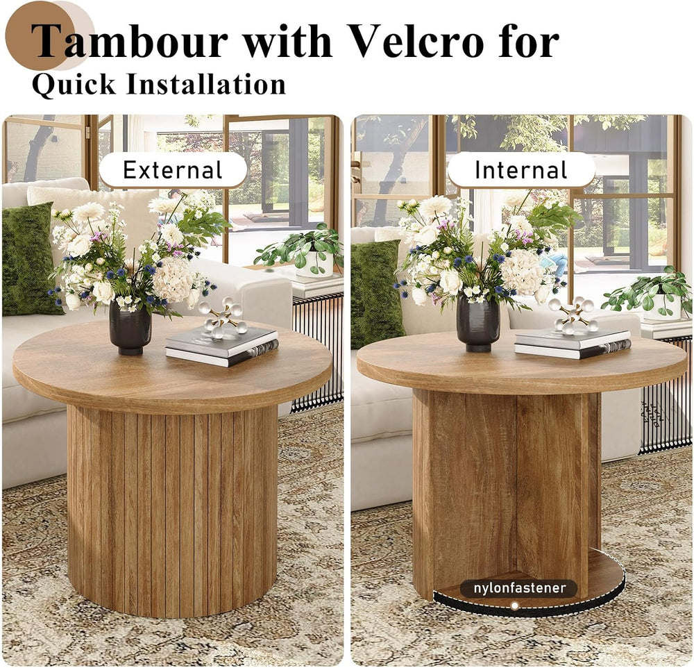 LUXOAK Nesting Coffee Table Set of 2, Mid Century Modern Round Coffee Tables,...