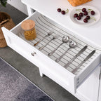 Elegant Buffet with Hutch,Kitchen Pantry Storage Cabinet with Framed Glass Door Drawer and Microwave Space,White