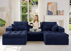MAXYOYO 104" U Shaped Modular Sectional Sofa with 2 Ottomans, Cloud Boneless Couch with Layered Cushion, Flexible Module Combination Sofa for Living Room, No Assembly Required, Navy