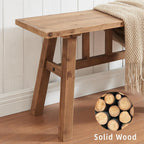 Wnutrees 51.2" Solid Wood Bench, Farmhouse Rustic Entryway Bench Seat for Dining Room, Hallway, End of Bed, Handcrafted Finish, Natural