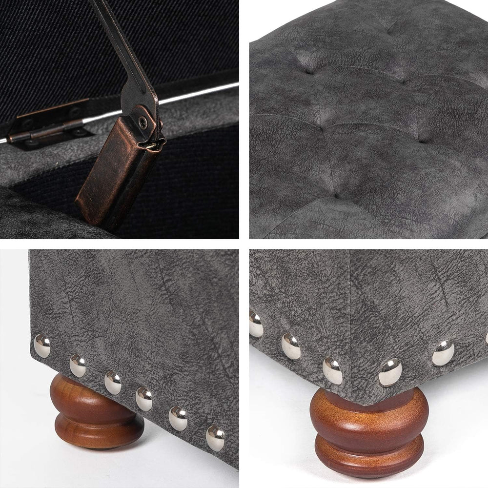 Joveco 24" Rectangular Ottoman with Storage for Living Room, Upholstered...