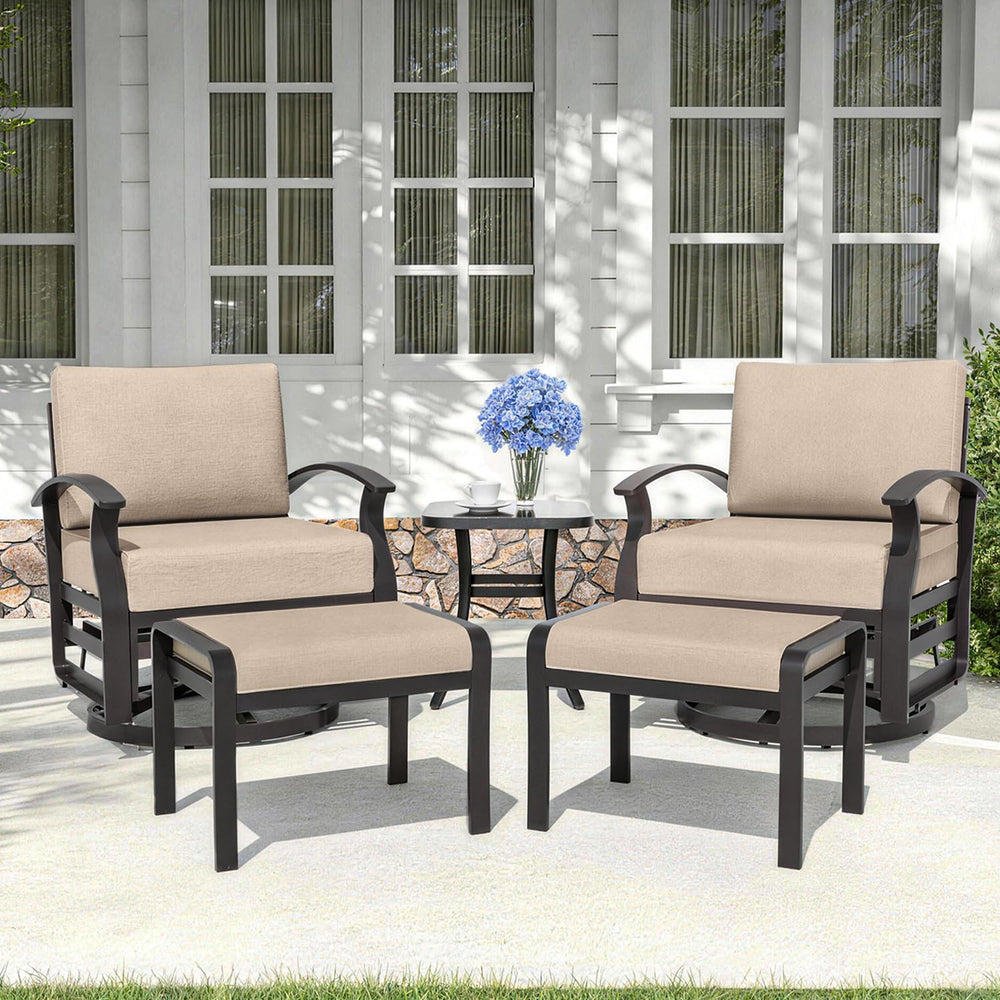 Kurapika 5 Pieces Patio Furniture Set, Outdoor Aluminum Swivel Gliders Rocker...