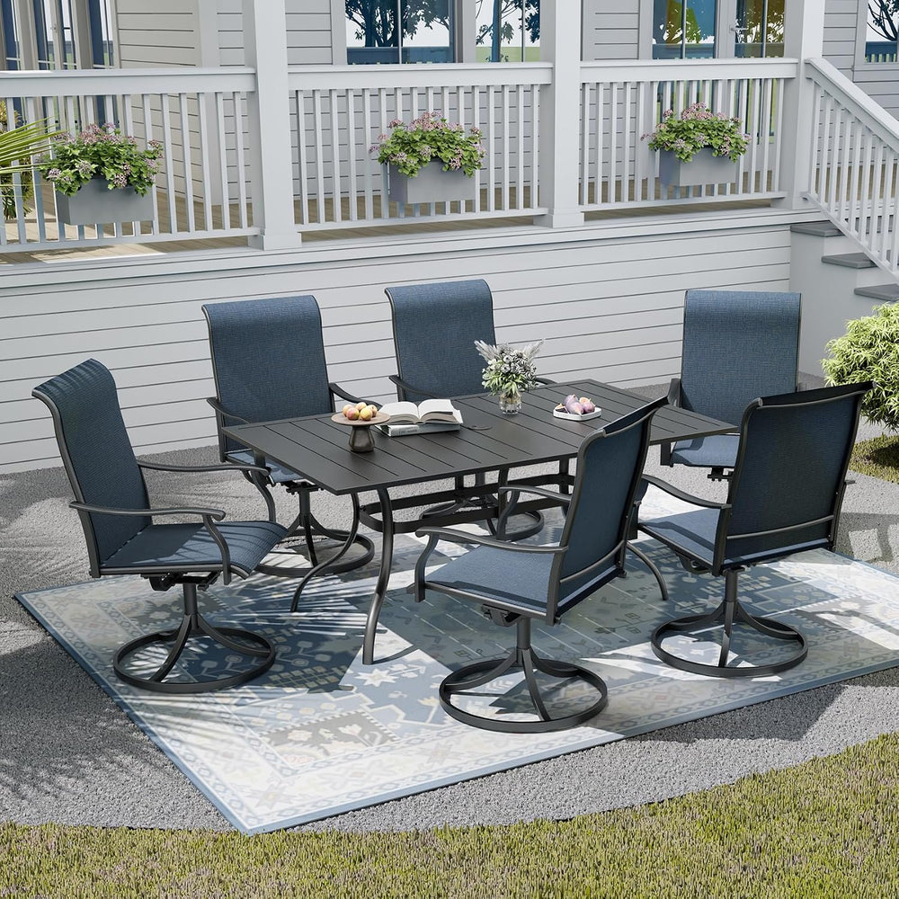 7-Piece Outdoor Furniture Set, Patio Table and Chairs Set, Navy