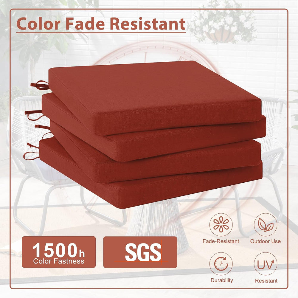 Favoyard Outdoor Chair Cushion Set of 4 Rainproof & Color Fade Resistant ...