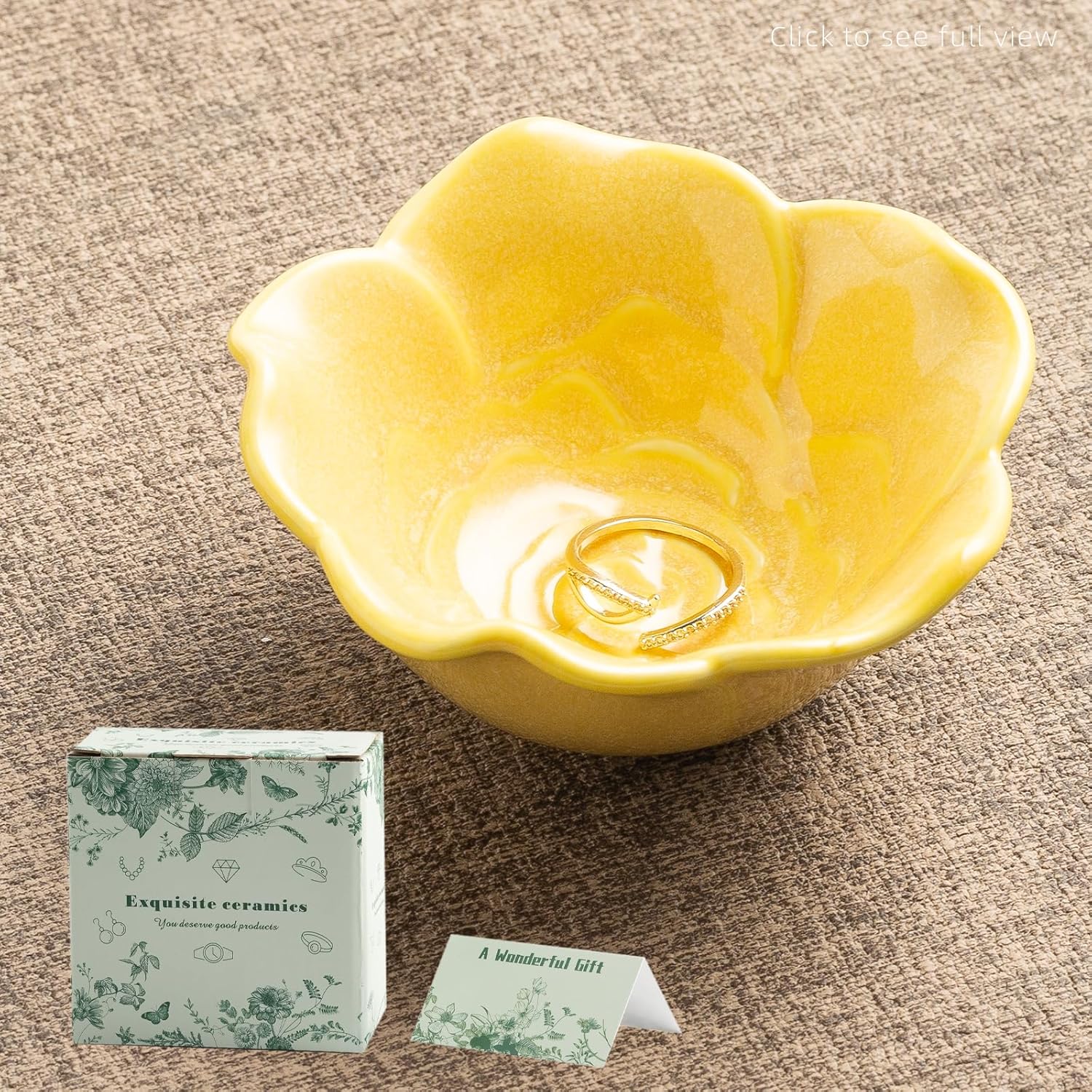 Small Rose Jewelry Dish, Ring Holder Dish, Ceramic Jewelry Tray | Keeps rings, earrings, coins, and keys easy to find on vanities or nightstands, and makes a sweet gift for moms and sisters