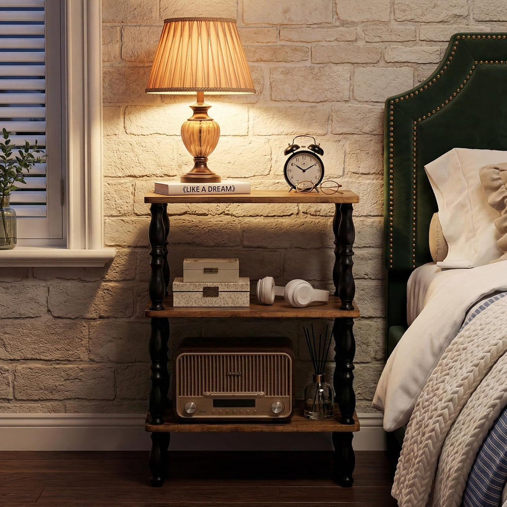 Side Table, 3-Tier Small End Table, Modern Oval Night Stand Accent Table for ...