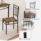 Vipbear Kitchen Dining Table Set for 4, 5-Piece Kitchen Table Set,Dining Room Table Sets,Rectangular Kitchen Table Set with 4 Chairs for Small Space, Dinette,Apartment, Rustic Brown