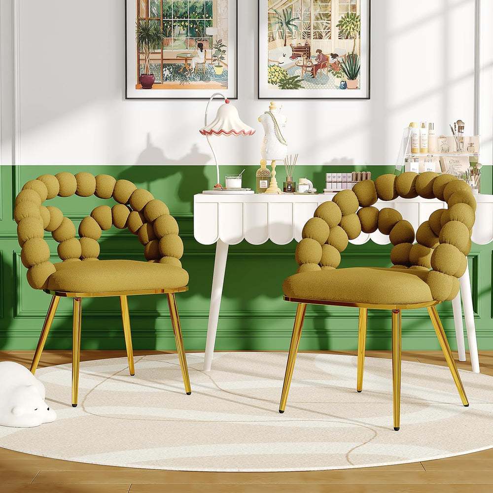 TesNus Velvet Dining Chairs Set of 2, Mustard Yellow Upholstered Velvet Chair...