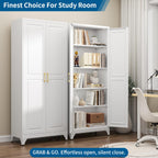 75" Tall White Metal Storage Cabinet with Doors, Heavy Duty | Freestanding Steel Kitchen Pantry Cabinet, 4 Adjustable Shelves (180 Lbs Load), Tall Cabinets for Home, Office and Garage