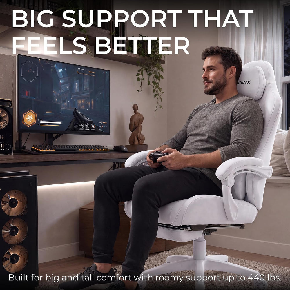 Dowinx Big and Tall Gaming Chair, Suede Fabric Game Chair with Pocket Spring ...
