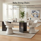 360° Swivel Dining Chair with Arms Set of 4, Chenille Upholstered Barrel Accent Kitchen Chairs with Hollow High Back Deskchair for Dining Room Bedroom Vanity, Beige