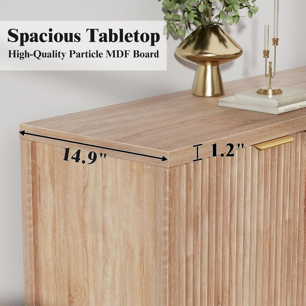 Fluted Sideboard Buffet Cabinet, 55" Large Storage Buffet Cabinet with 4...